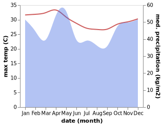 temperature and rainfall during the year in Gamba