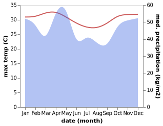 temperature and rainfall during the year in Zanzibar