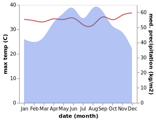 temperature and rainfall during the year in Tha Mai