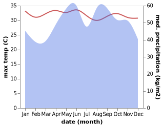 temperature and rainfall during the year in Pathio