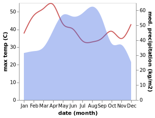 temperature and rainfall during the year in Don Tan