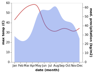 temperature and rainfall during the year in Den Chai