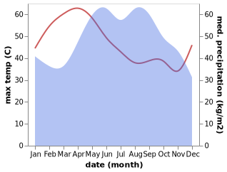 temperature and rainfall during the year in Don Chedi