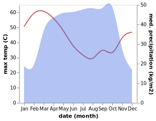 temperature and rainfall during the year in Sokodé