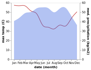 temperature and rainfall during the year in Tsevie