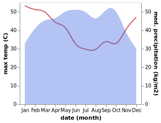 temperature and rainfall during the year in Palimé