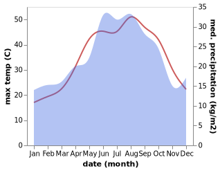 temperature and rainfall during the year in Dogankent