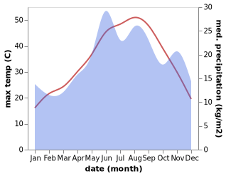 temperature and rainfall during the year in Altinova