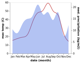 temperature and rainfall during the year in Bismil