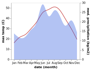 temperature and rainfall during the year in Yuntdag