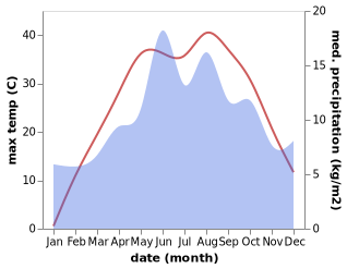 temperature and rainfall during the year in Toklar