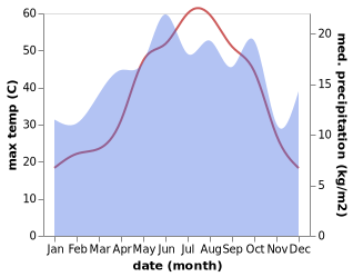 temperature and rainfall during the year in Ciplak