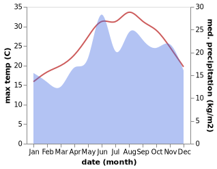 temperature and rainfall during the year in Turgutreis