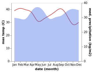 temperature and rainfall during the year in Masaka