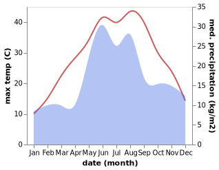 temperature and rainfall during the year in Chornobayivka