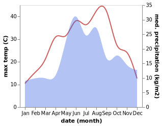 temperature and rainfall during the year in Novotroyits'ke