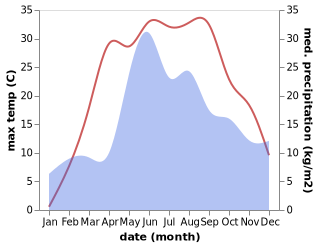 temperature and rainfall during the year in Borodyanka