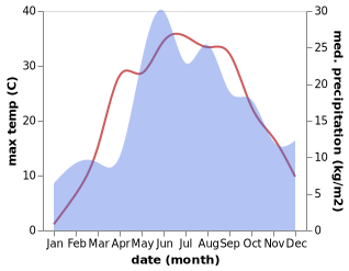 temperature and rainfall during the year in Dymer