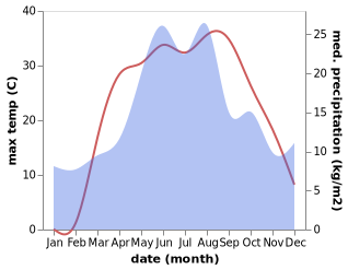 temperature and rainfall during the year in Klenovyy