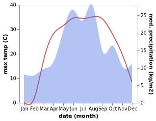 temperature and rainfall during the year in Roskoshnoye