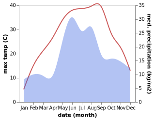 temperature and rainfall during the year in Krivaya Balka