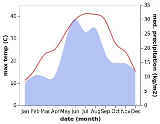 temperature and rainfall during the year in Avgustovka