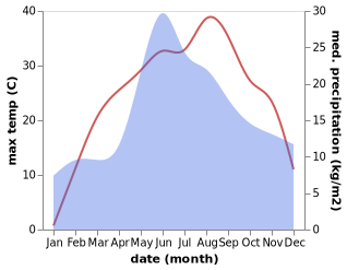 temperature and rainfall during the year in Borshchi