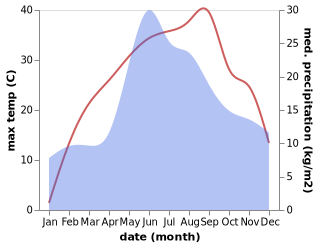 temperature and rainfall during the year in Novosamarka