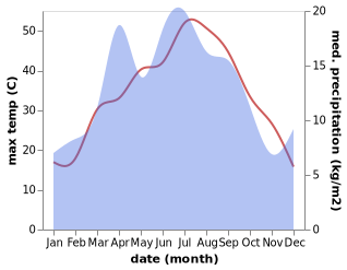 temperature and rainfall during the year in Bektemir