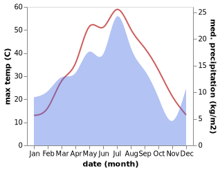 temperature and rainfall during the year in Qorowul