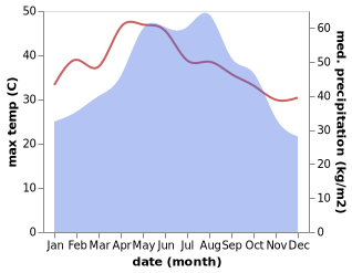 temperature and rainfall during the year in Tam Diep