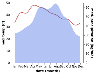 temperature and rainfall during the year in Thuong Xuan