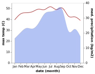 temperature and rainfall during the year in Al Mahfid