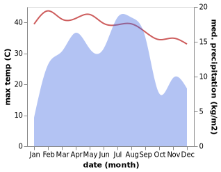 temperature and rainfall during the year in Dhamar