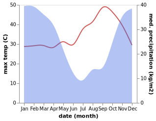 temperature and rainfall during the year in Ndola