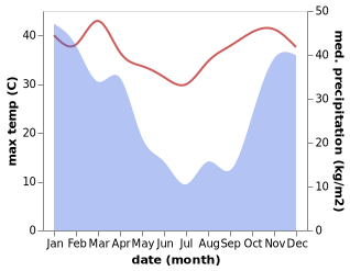 temperature and rainfall during the year in Binga